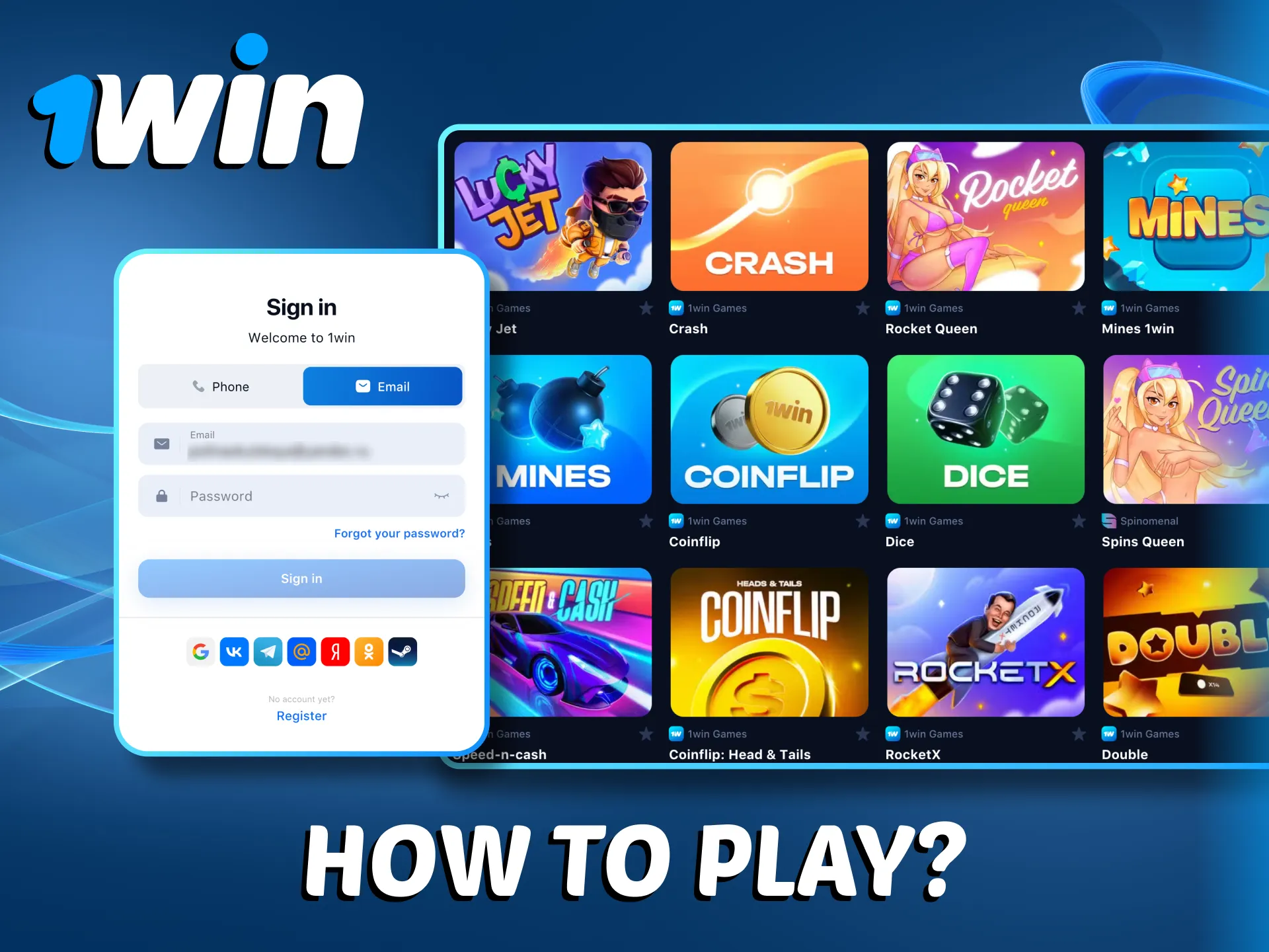 To start playing 1Win games is simple.