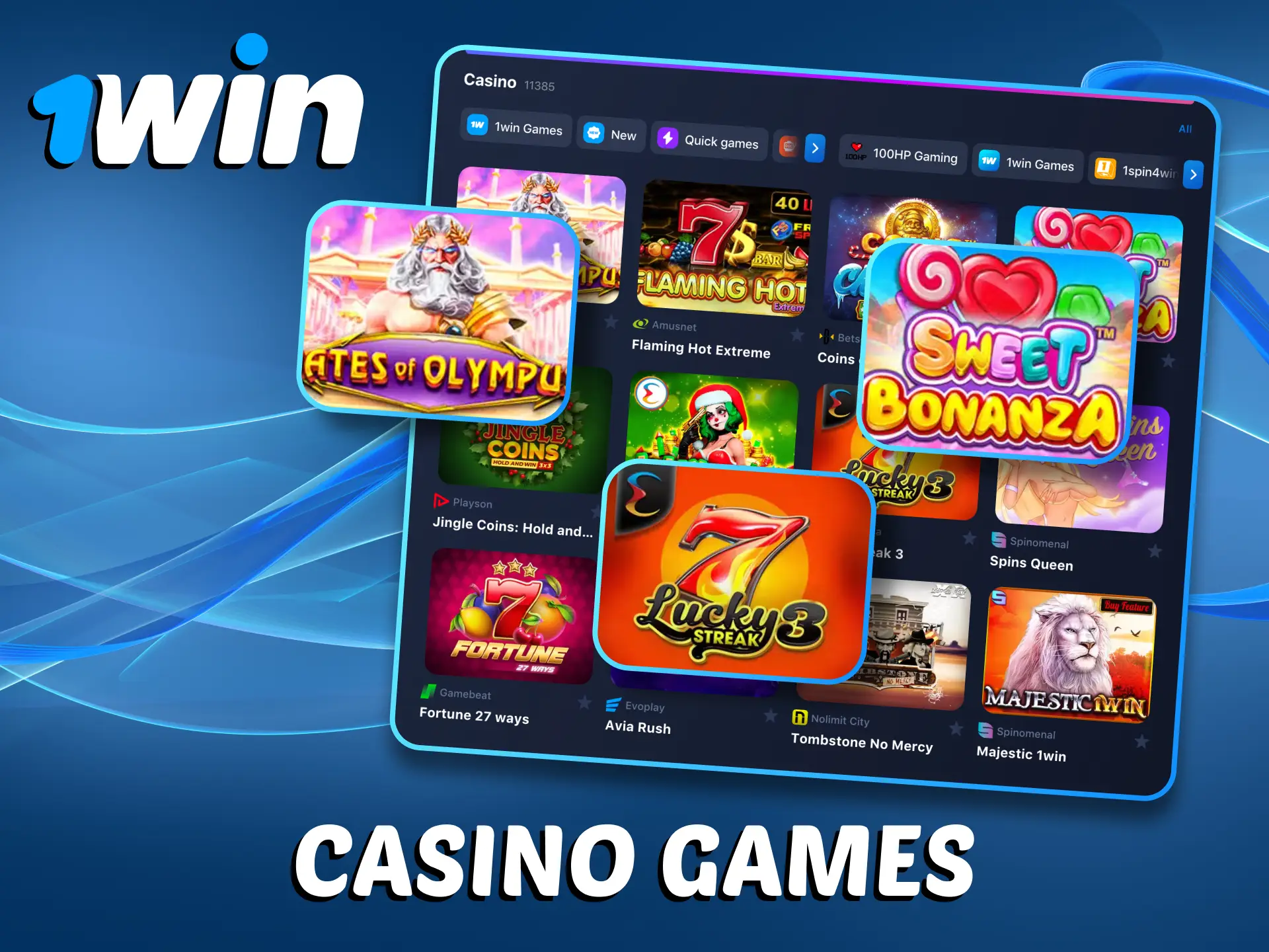 1Win offers games from the reputable world-renowned providers.