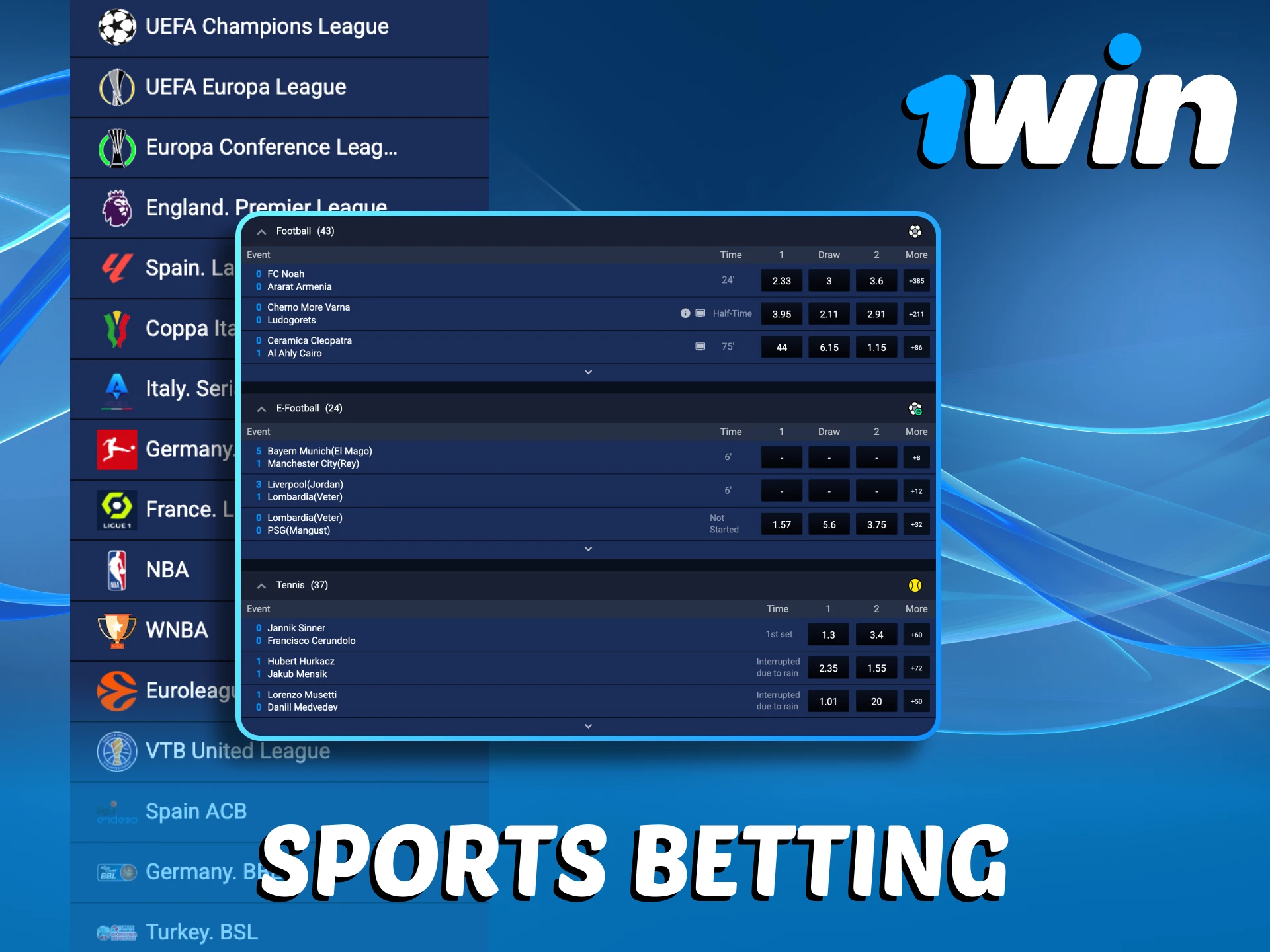 Try sports betting on 1Win official platform.