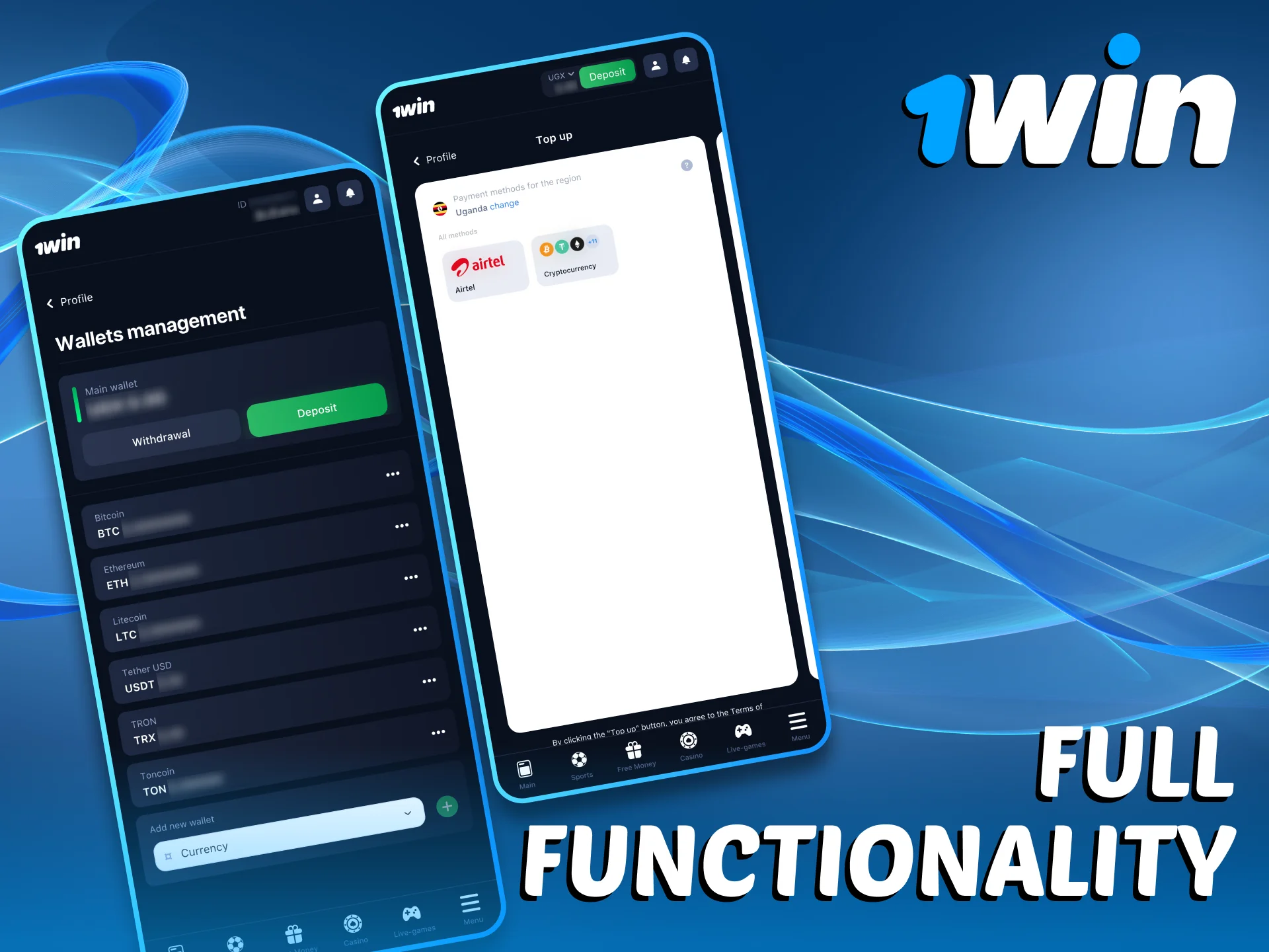 You can do everything directly through 1Win app.