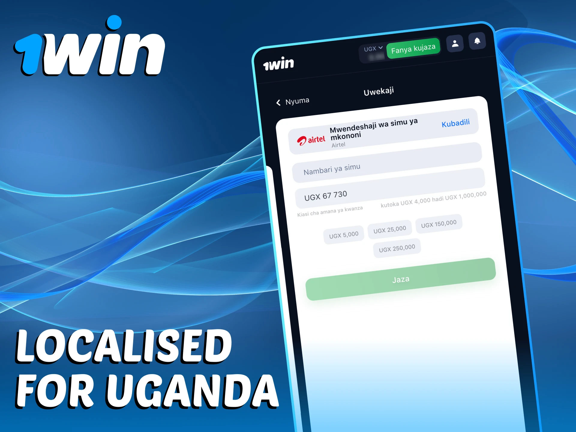 1Win official application is localised for Uganda.