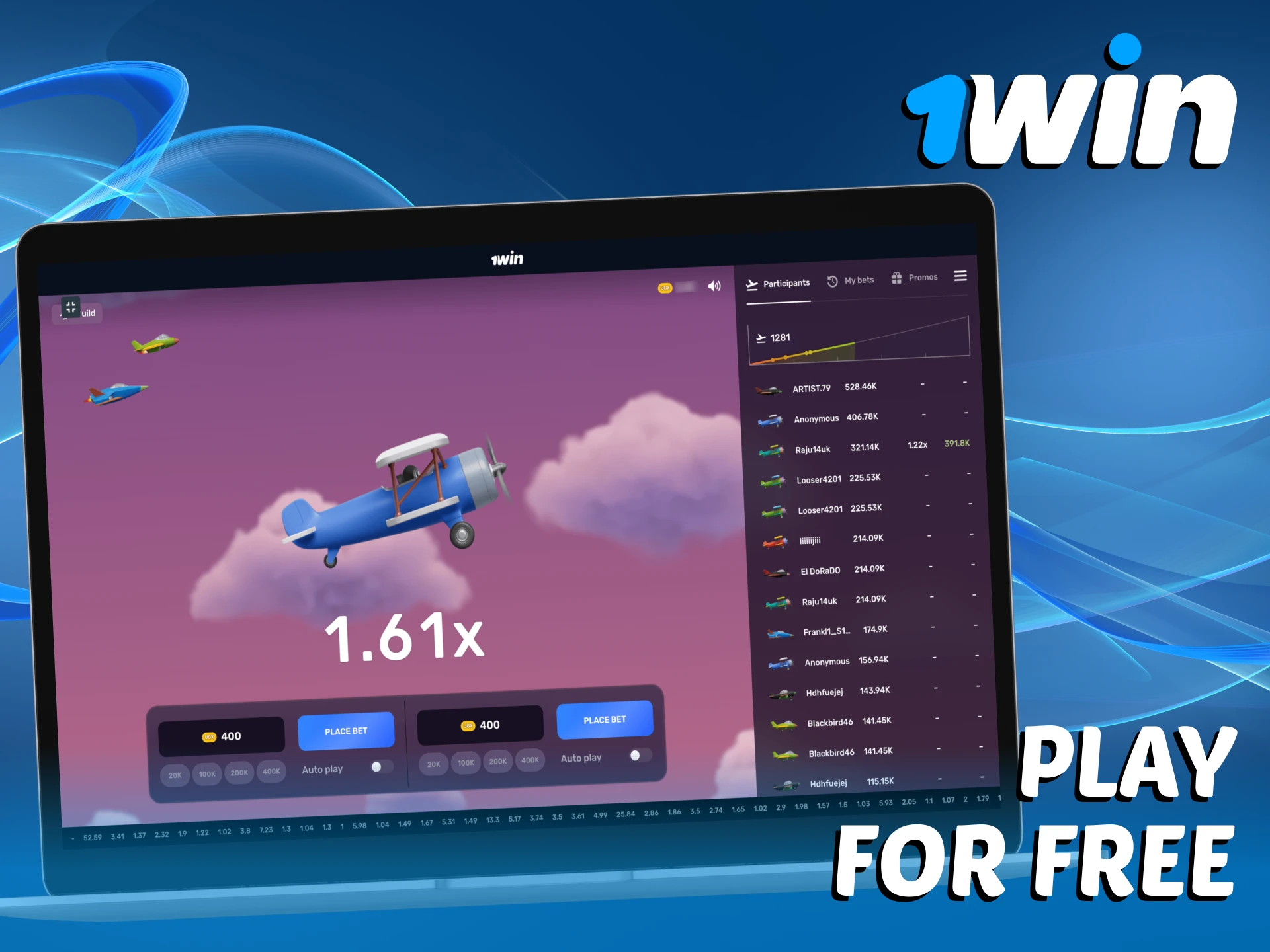 1Win provides a demo version of Aviatrix game.