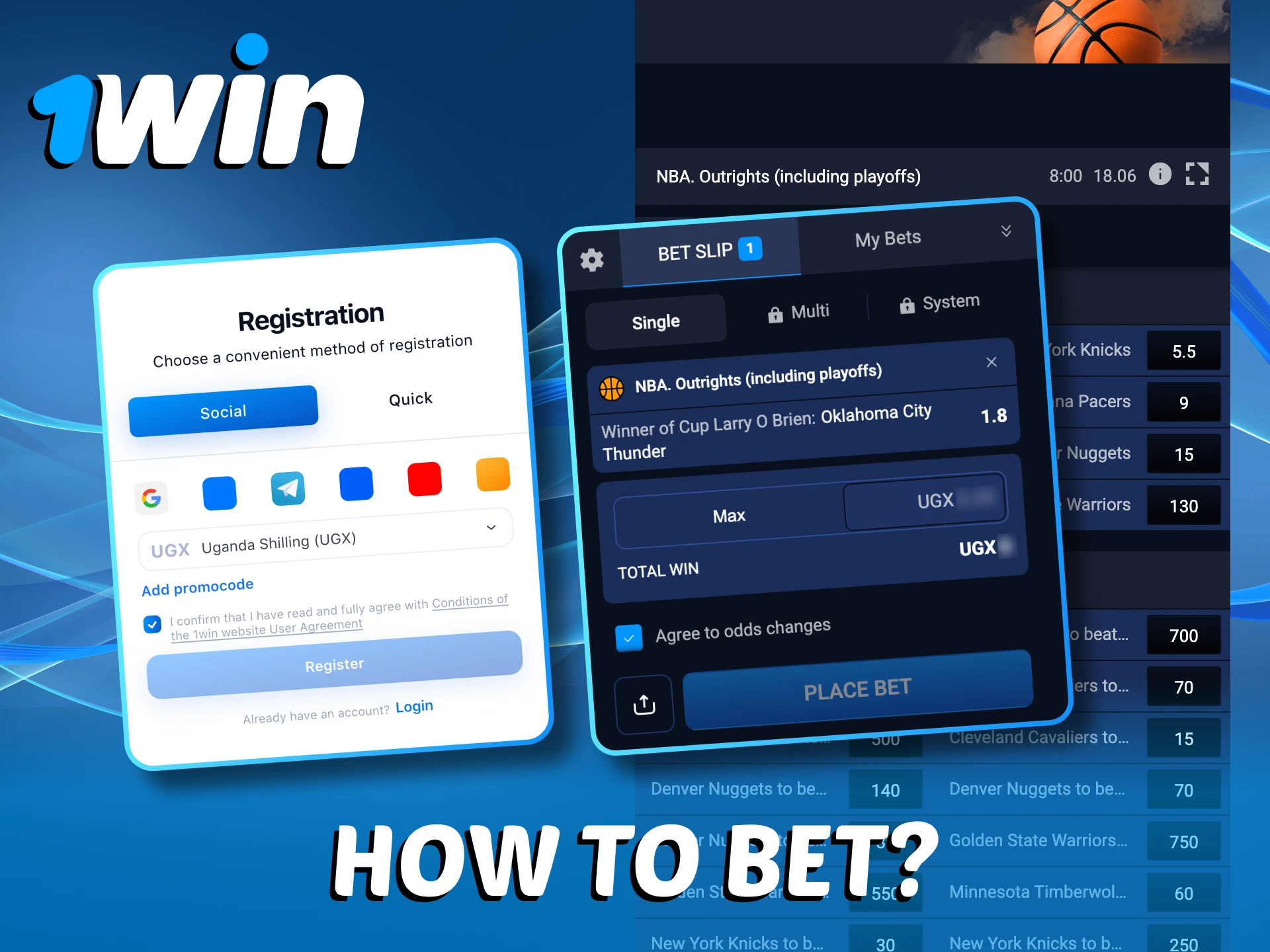 Starting to bet on basketball at 1Win is easy.