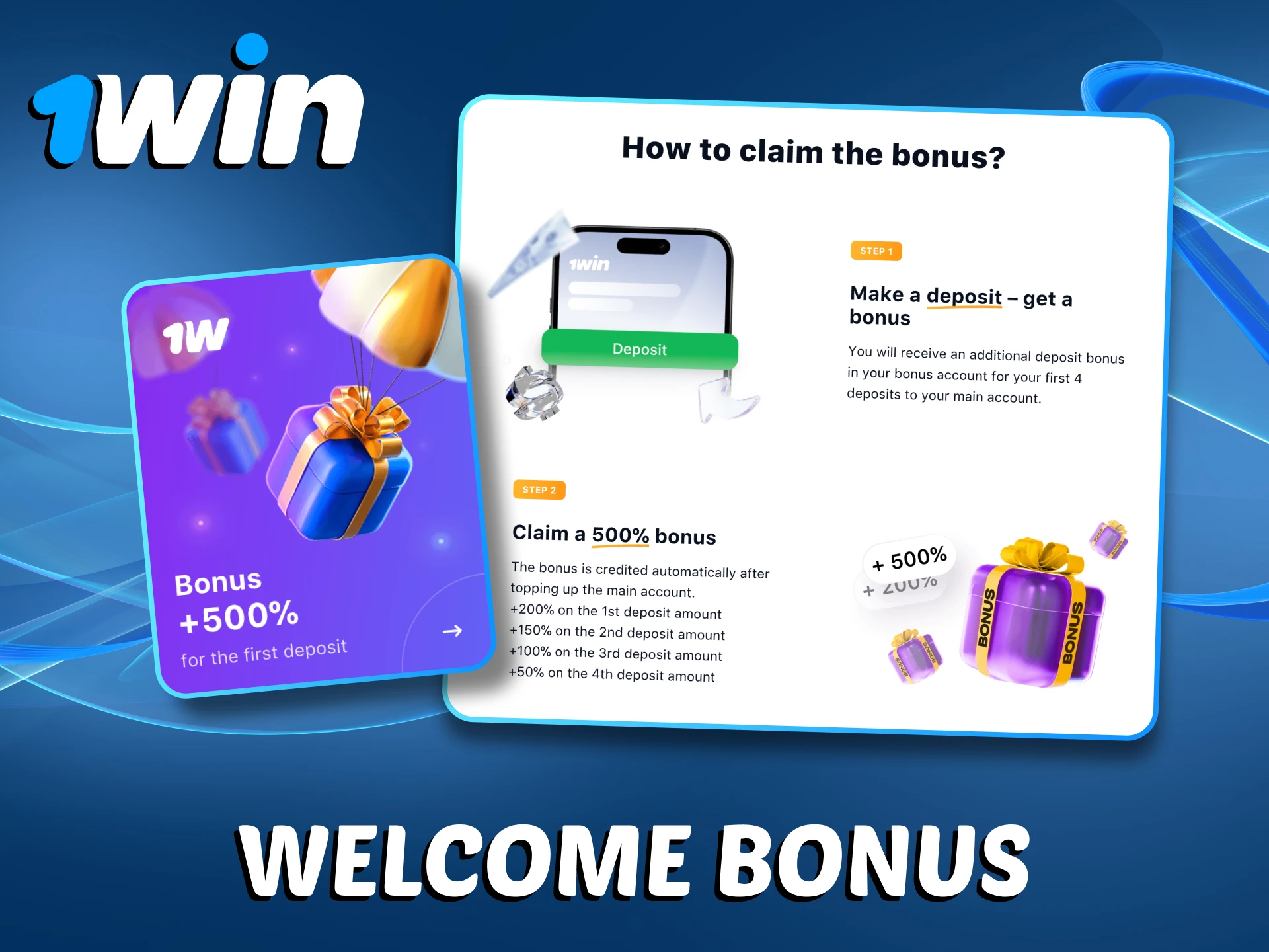 You can receive a 1Win welcome bonus after registration.