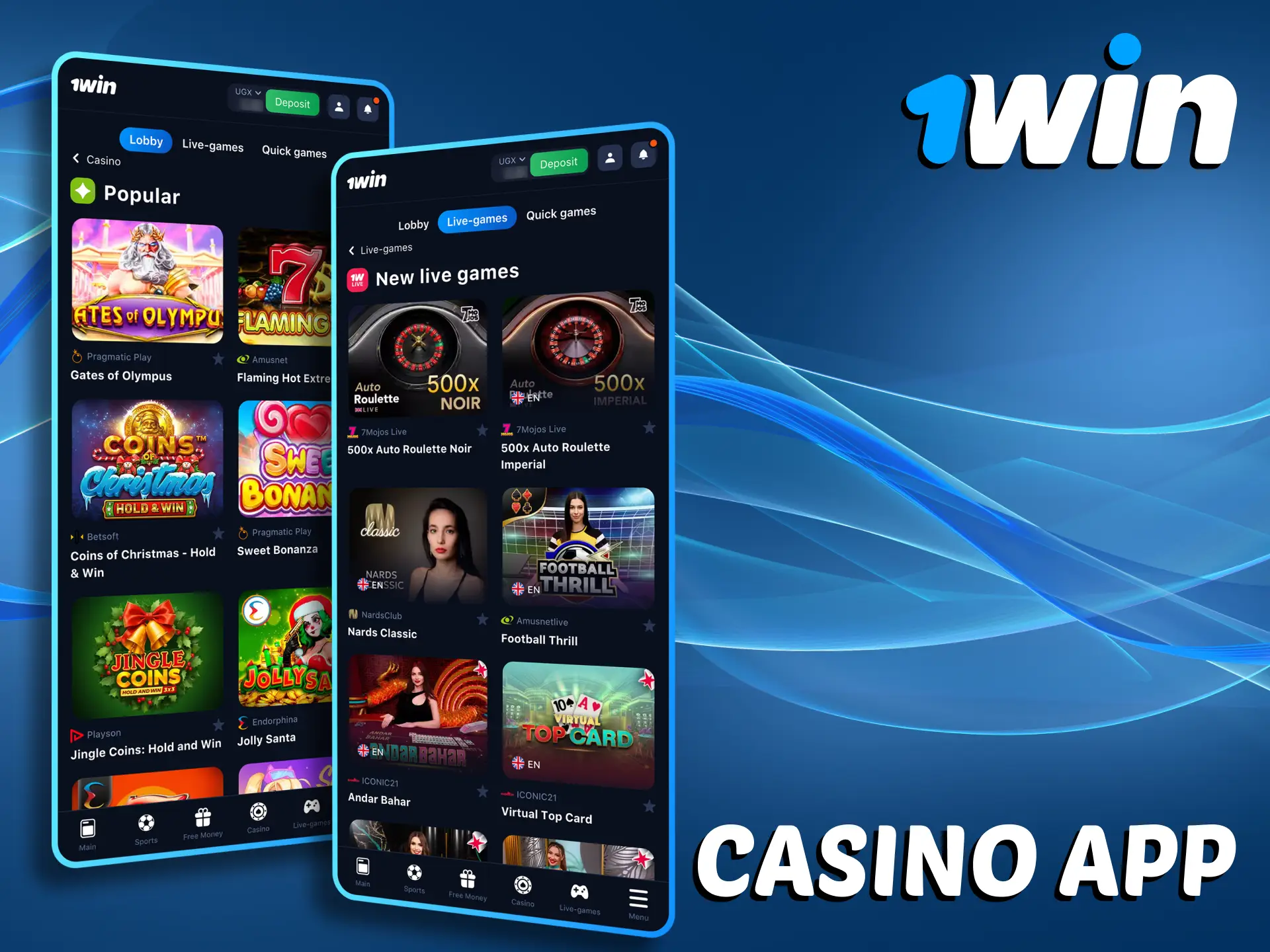 Install 1Win app and enjoy playing casino from your phone.