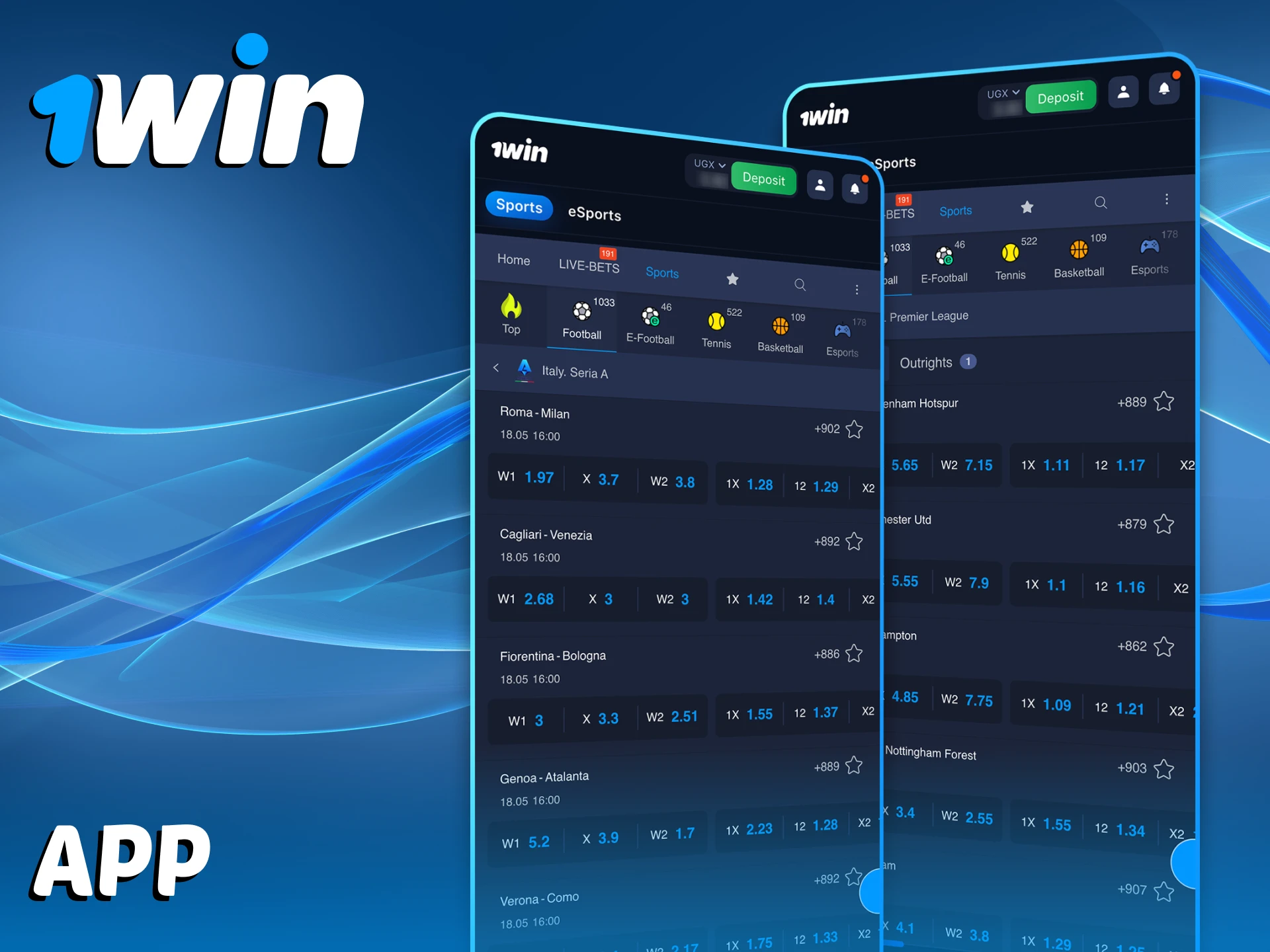 Bet on football with the 1Win mobile app.