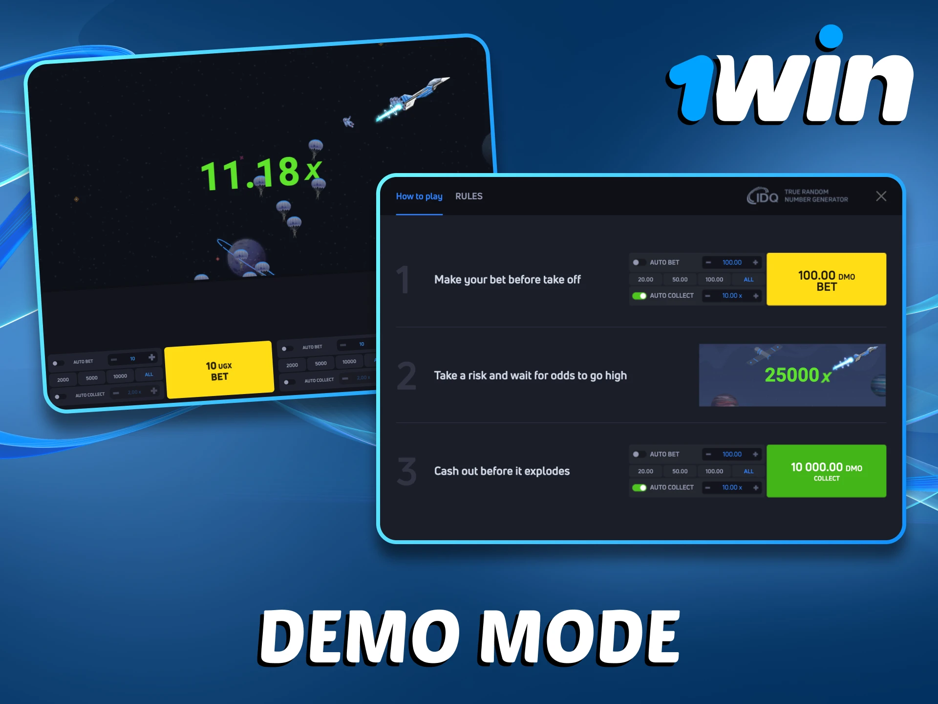 Try out the free JetX demo version on 1Win.