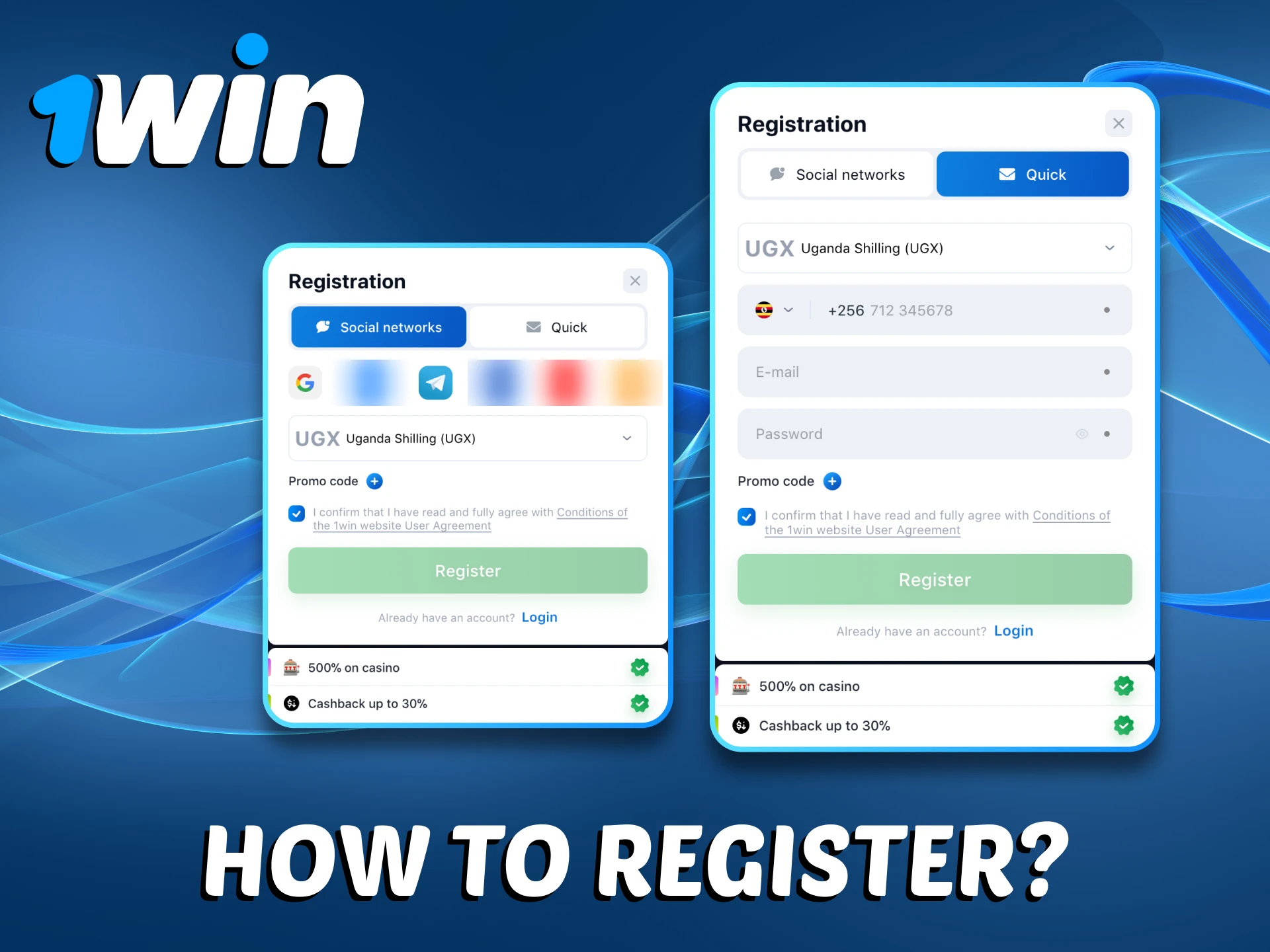 Take some simple steps and create a 1Win account.