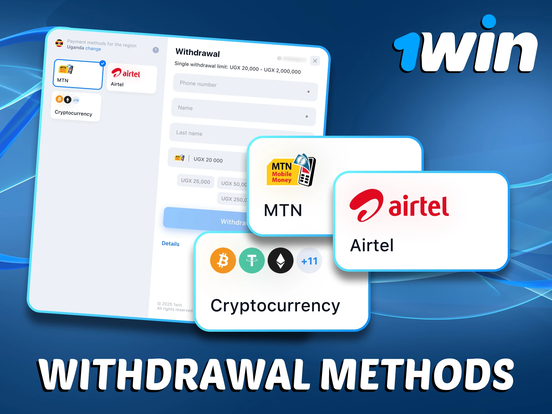 Withdrawing your winnings from 1Win bet Uganda.