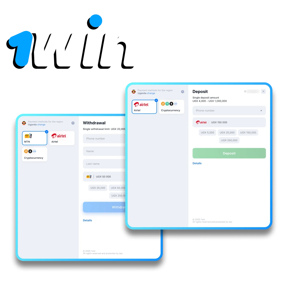 1Win Uganda provides popular payment methods for transactions.