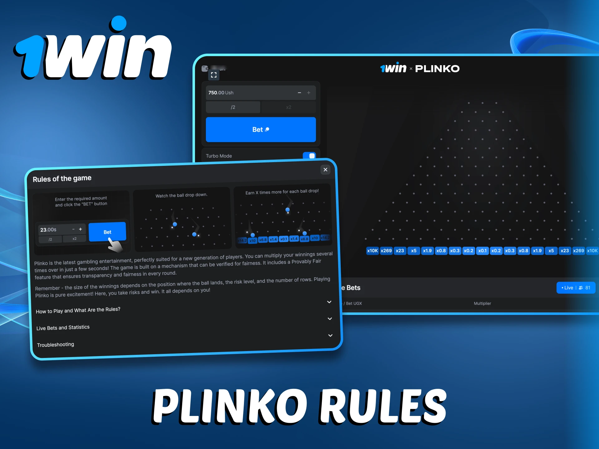 Get to know more about Plinko rules at 1Win.