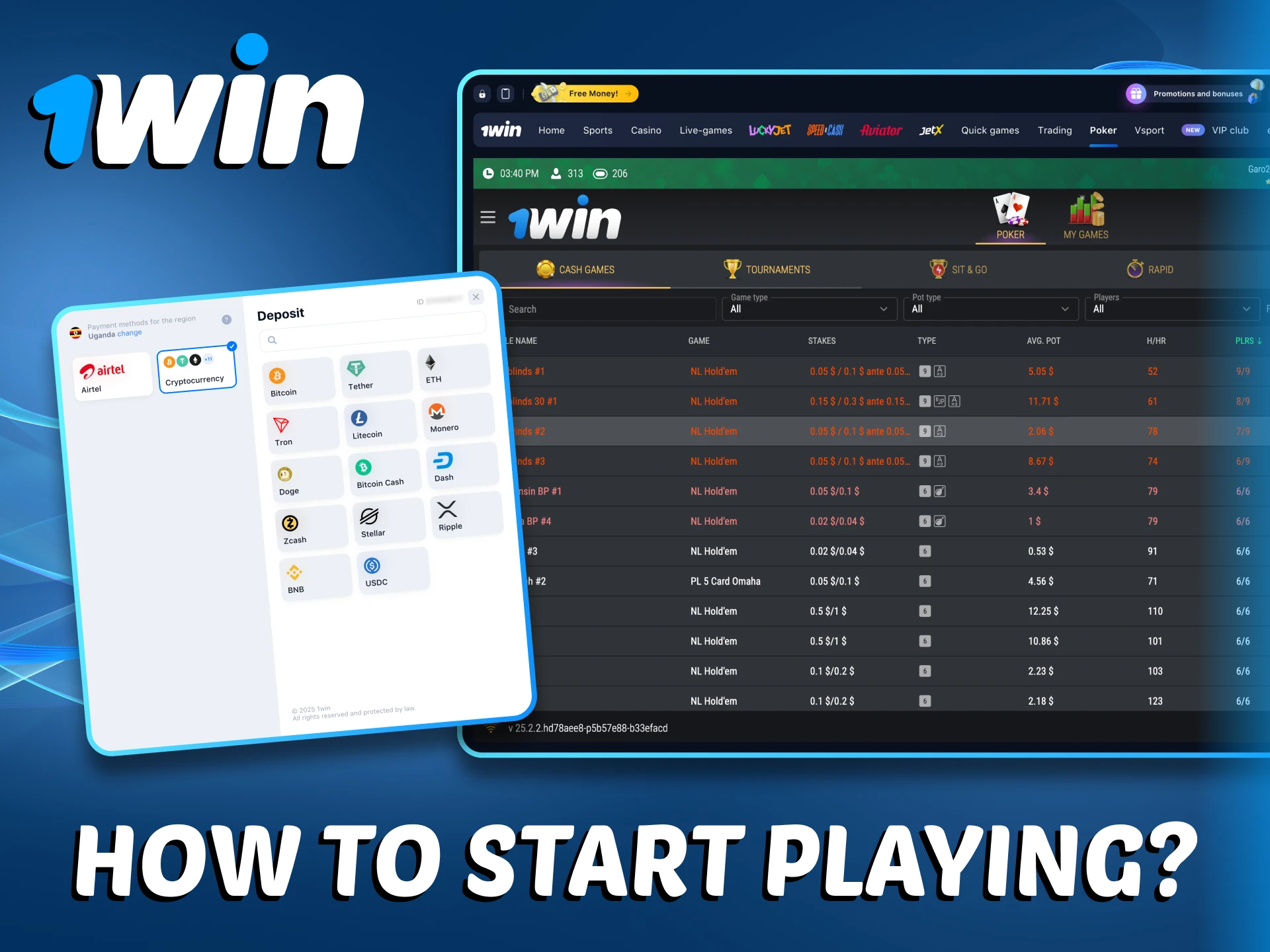 Start playing poker on the 1Win platform.