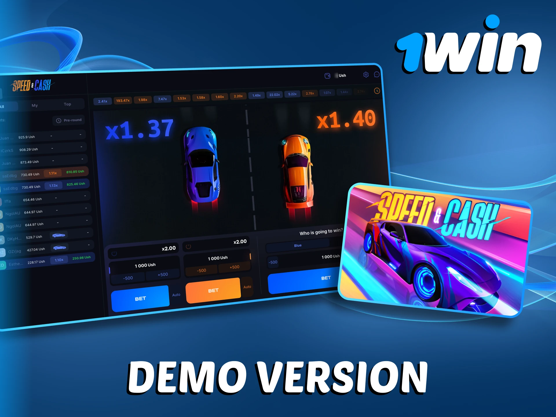1Win offers a completely free demo version of Speed-n-Cash.