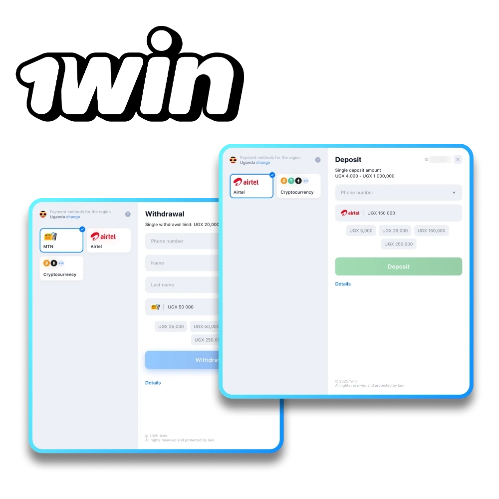 1Win Uganda provides popular payment methods for transactions.