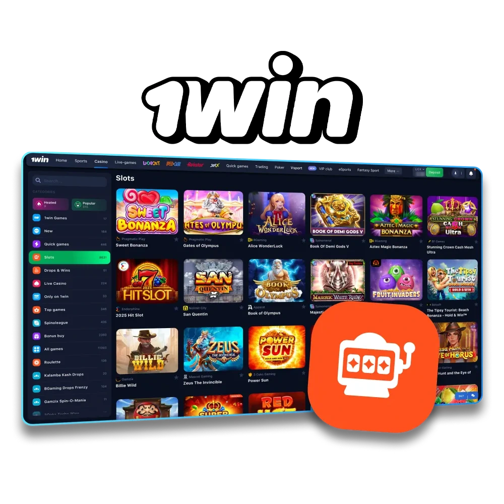 1Win casino section provides a wide range of slots.